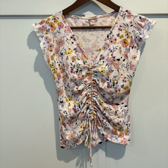 Festival Fairy Crop Top Size Medium Peasant Bloom Coquette Flutter Sleeve Lace - Picture 3 of 12